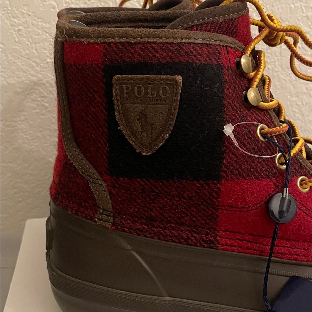 Polo Ralph Lauren Men's Claus Plaid Wool Lace-Up Duck Boots - Picture 14 of 16